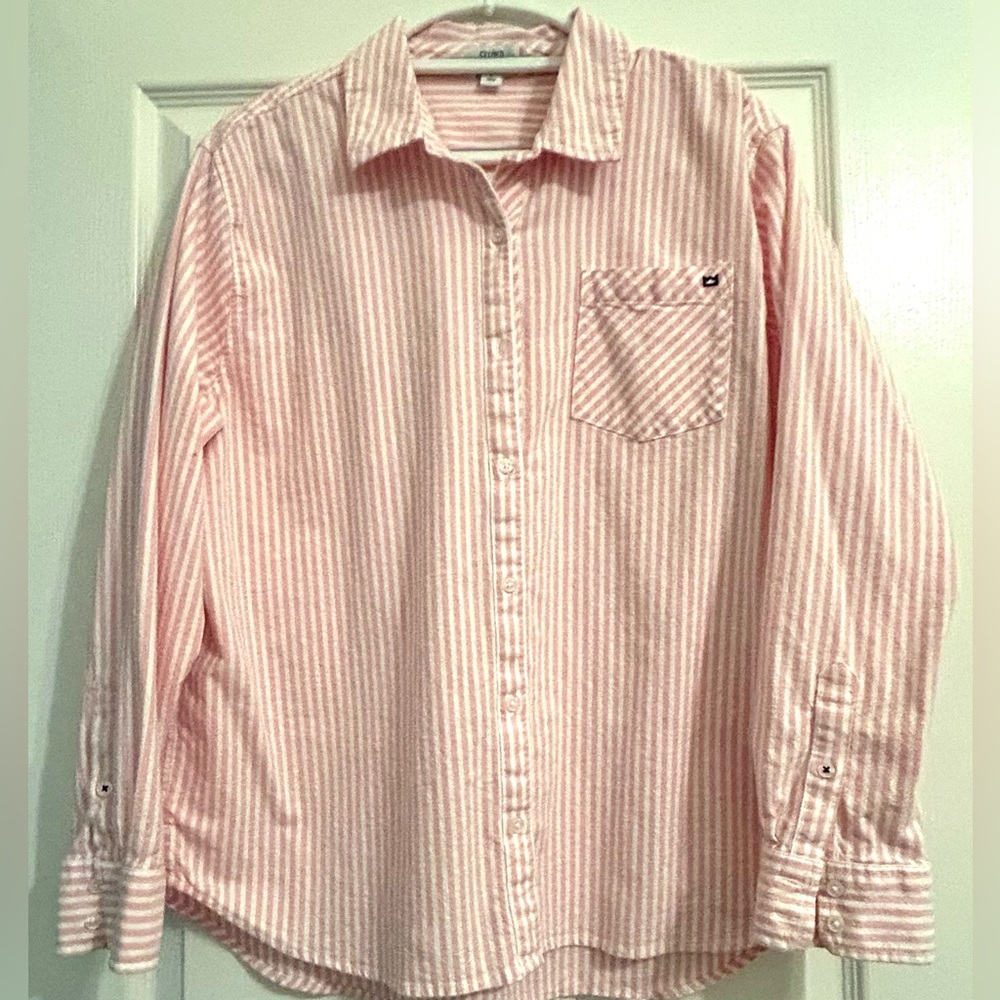 Crown & Ivy Pink Striped Button Down Shirt size large - Picture 2 of 8